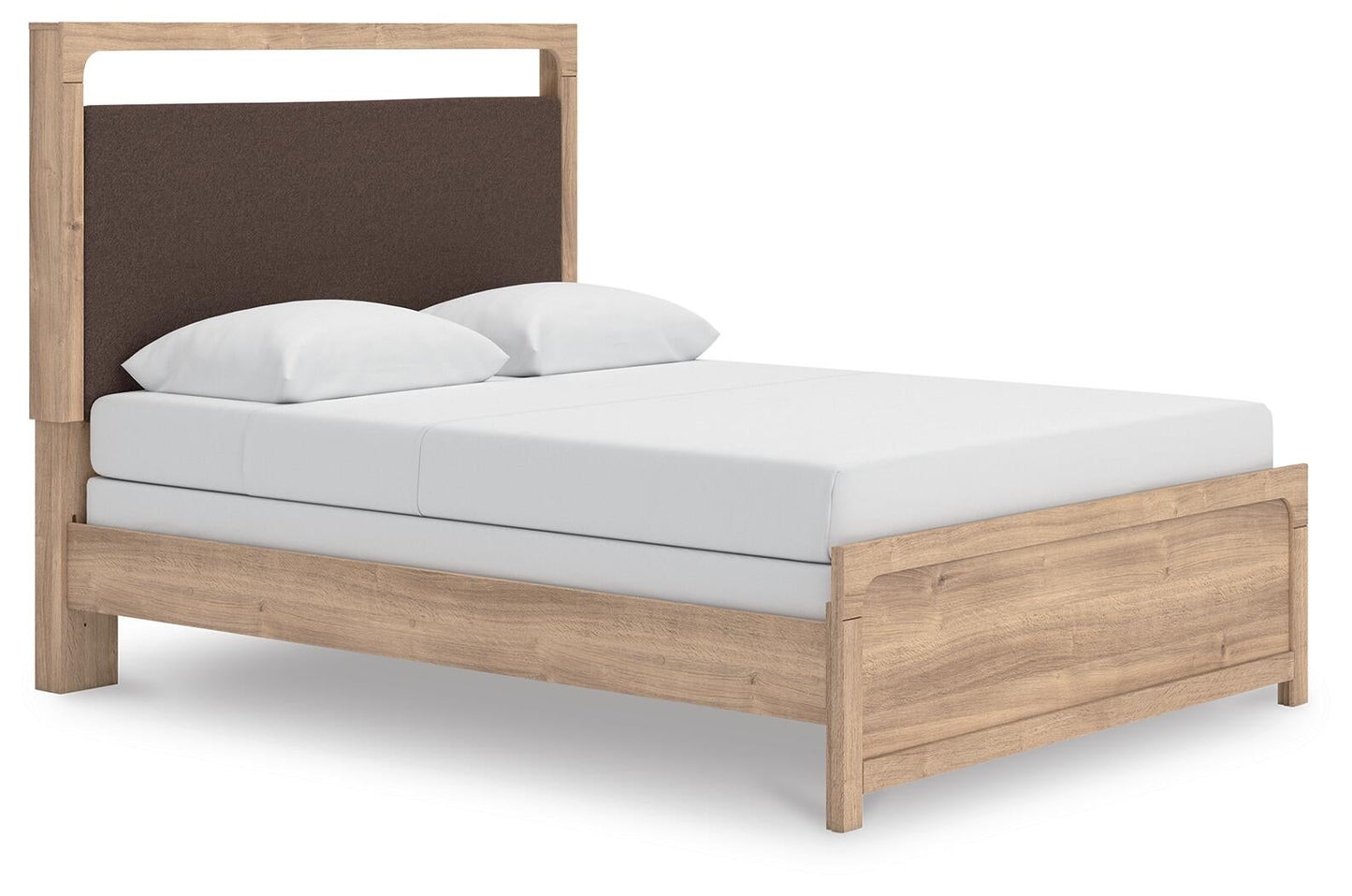 Kinlanni  Upholstered Panel Bed, Dresser, Mirror And Nightstand