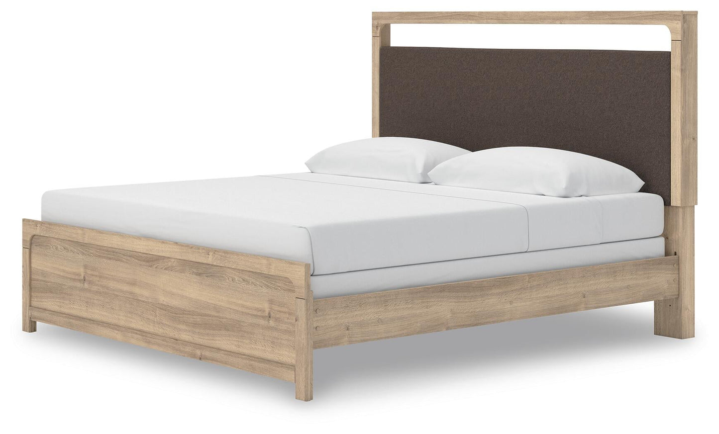 Kinlanni  Upholstered Panel Bed, Dresser, Mirror And Nightstand