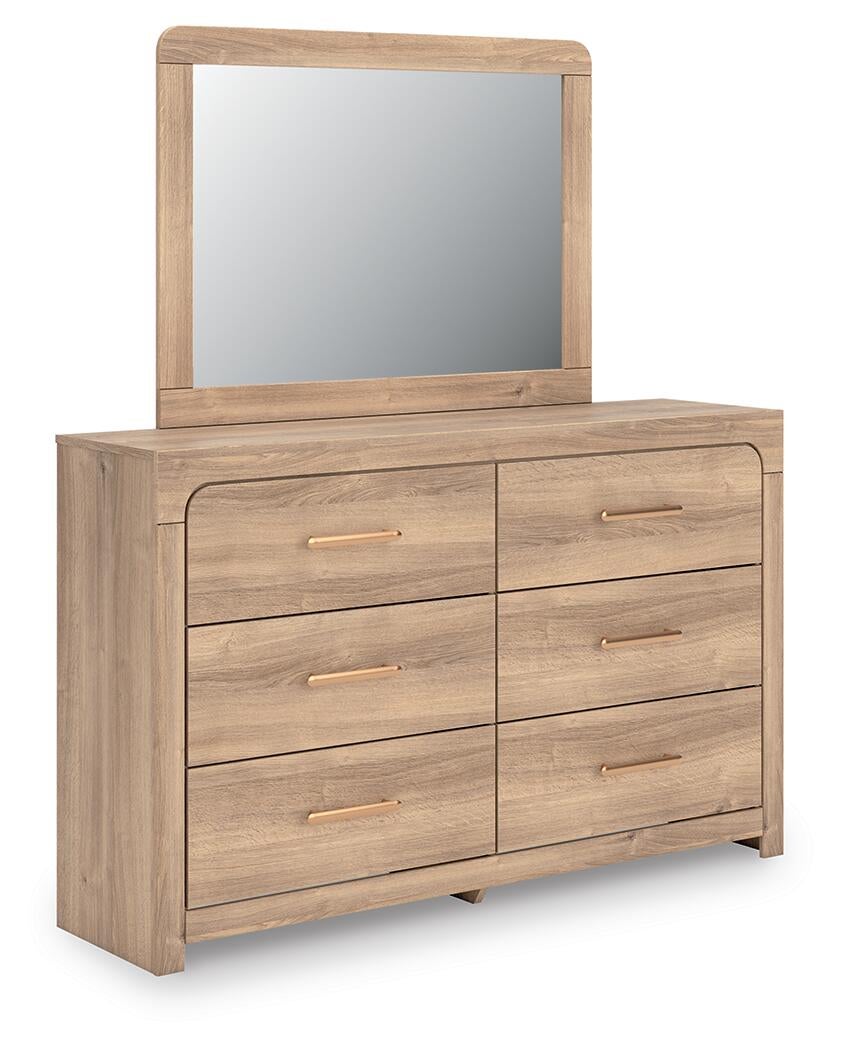 Kinlanni  Upholstered Platform Bed, Dresser, Mirror And Nightstand
