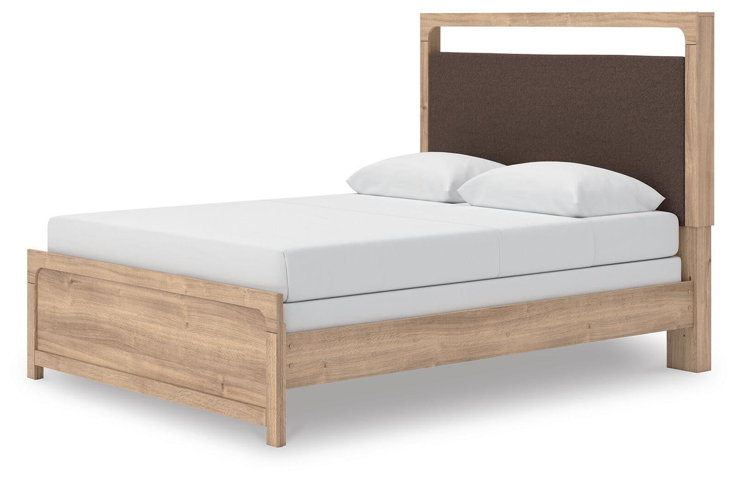 Kinlanni  Upholstered Panel Bed, Dresser And Mirror