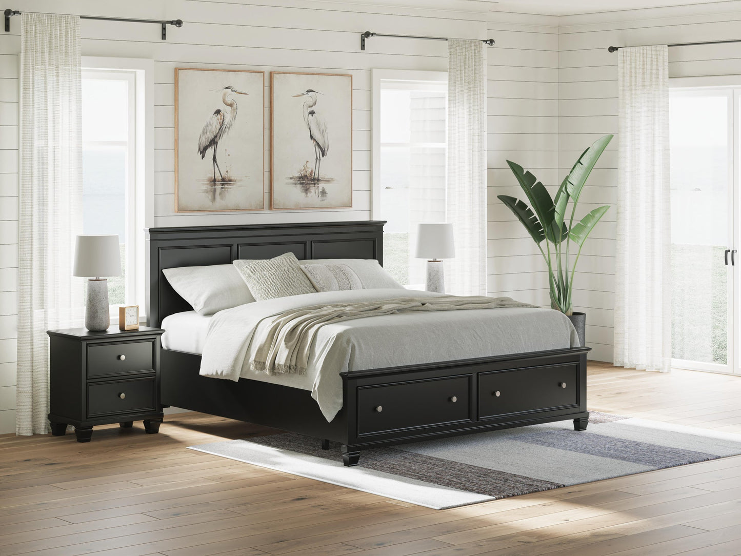 Lanolee  Panel Storage Bed, Dresser And Mirror