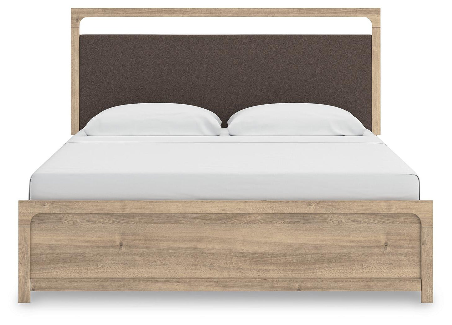 Kinlanni  Upholstered Panel Bed, Dresser And Mirror