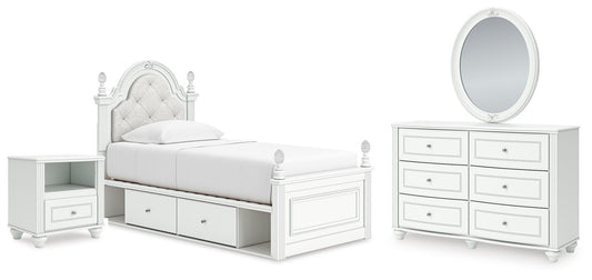 Kozlani  Upholstered Panel Storage Bed, Dresser, Mirror And Nightstand