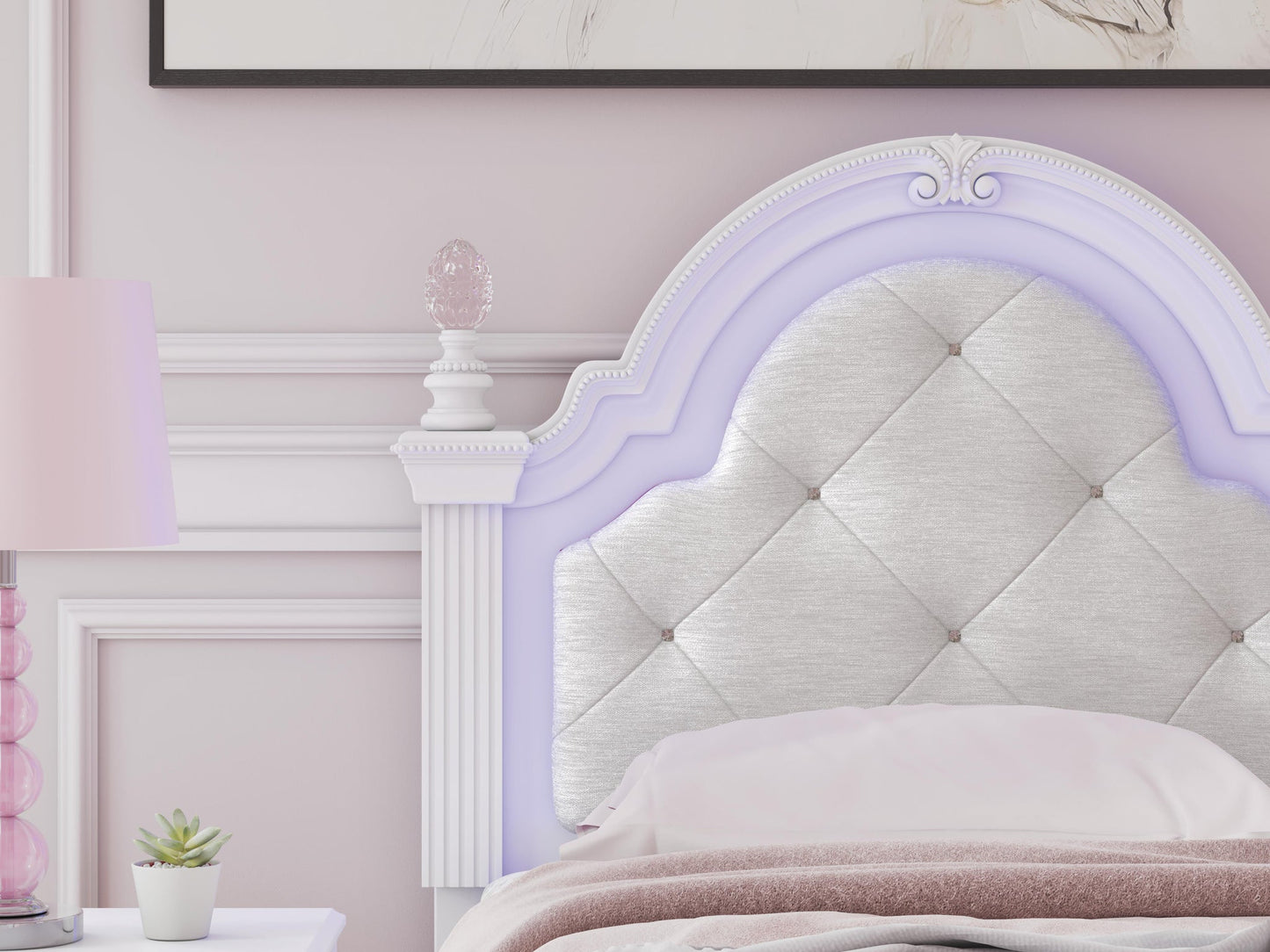 Kozlani  Upholstered Panel Bed, Dresser And Mirror