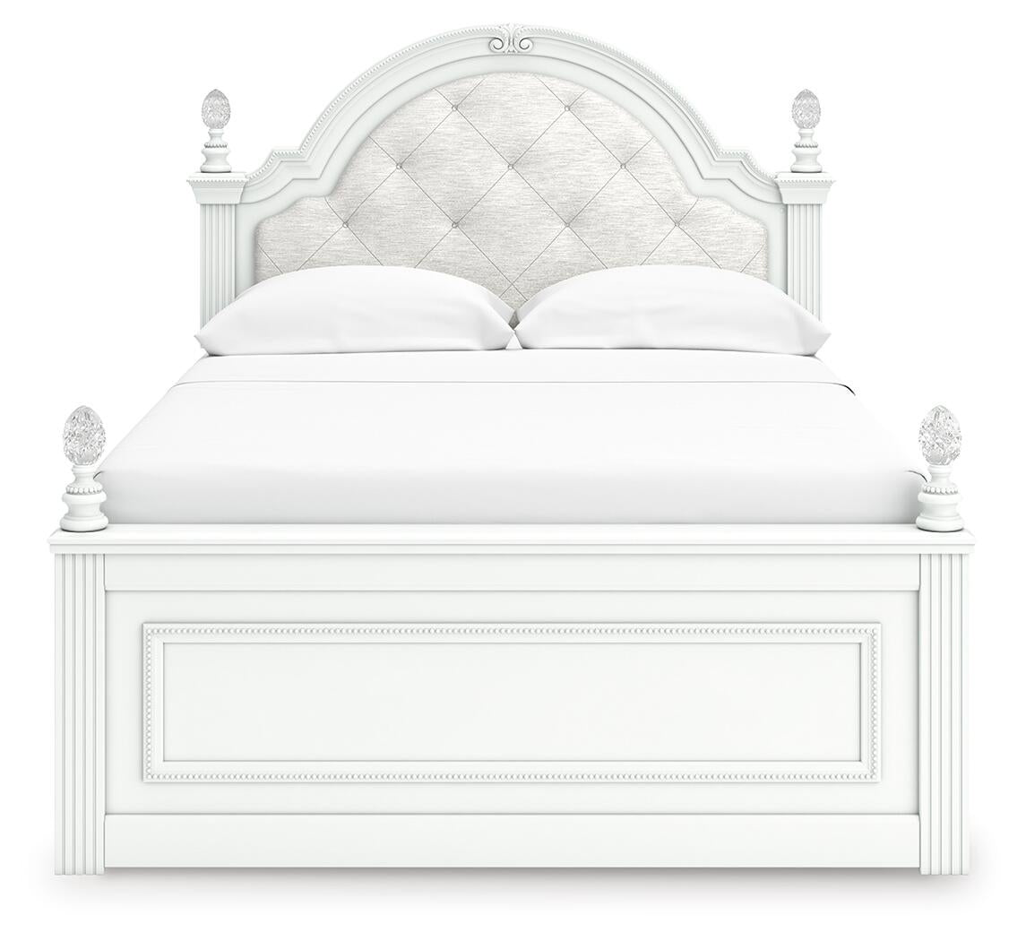 Kozlani  Upholstered Panel Bed, Dresser And Mirror