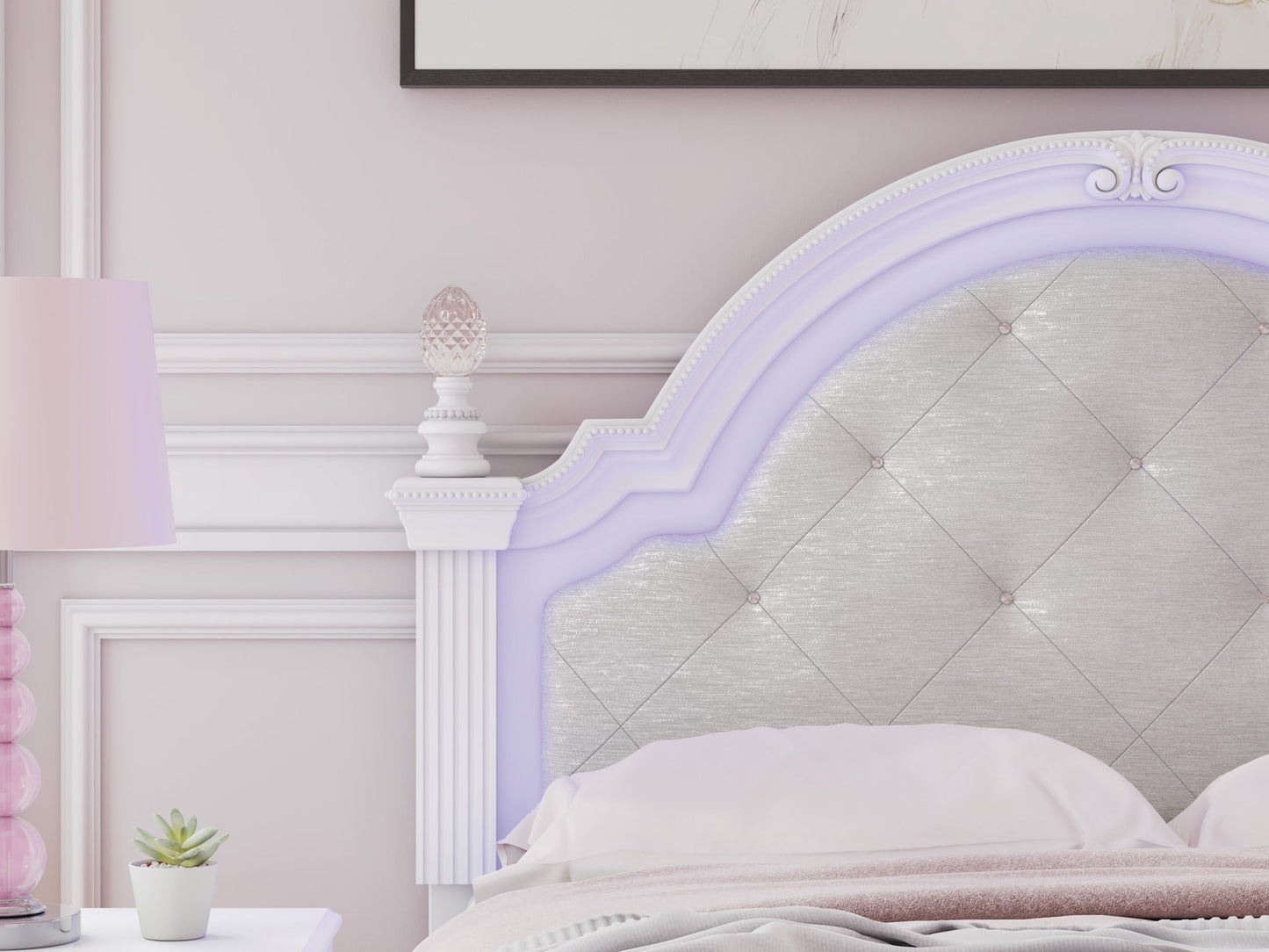 Kozlani  Upholstered Panel Bed, Dresser And Mirror