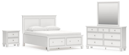 Fortman  Panel Storage Bed With Mirrored Dresser And Nightstand