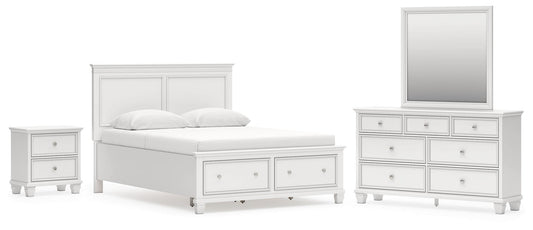 Fortman  Panel Storage Bed With Mirrored Dresser And Nightstand