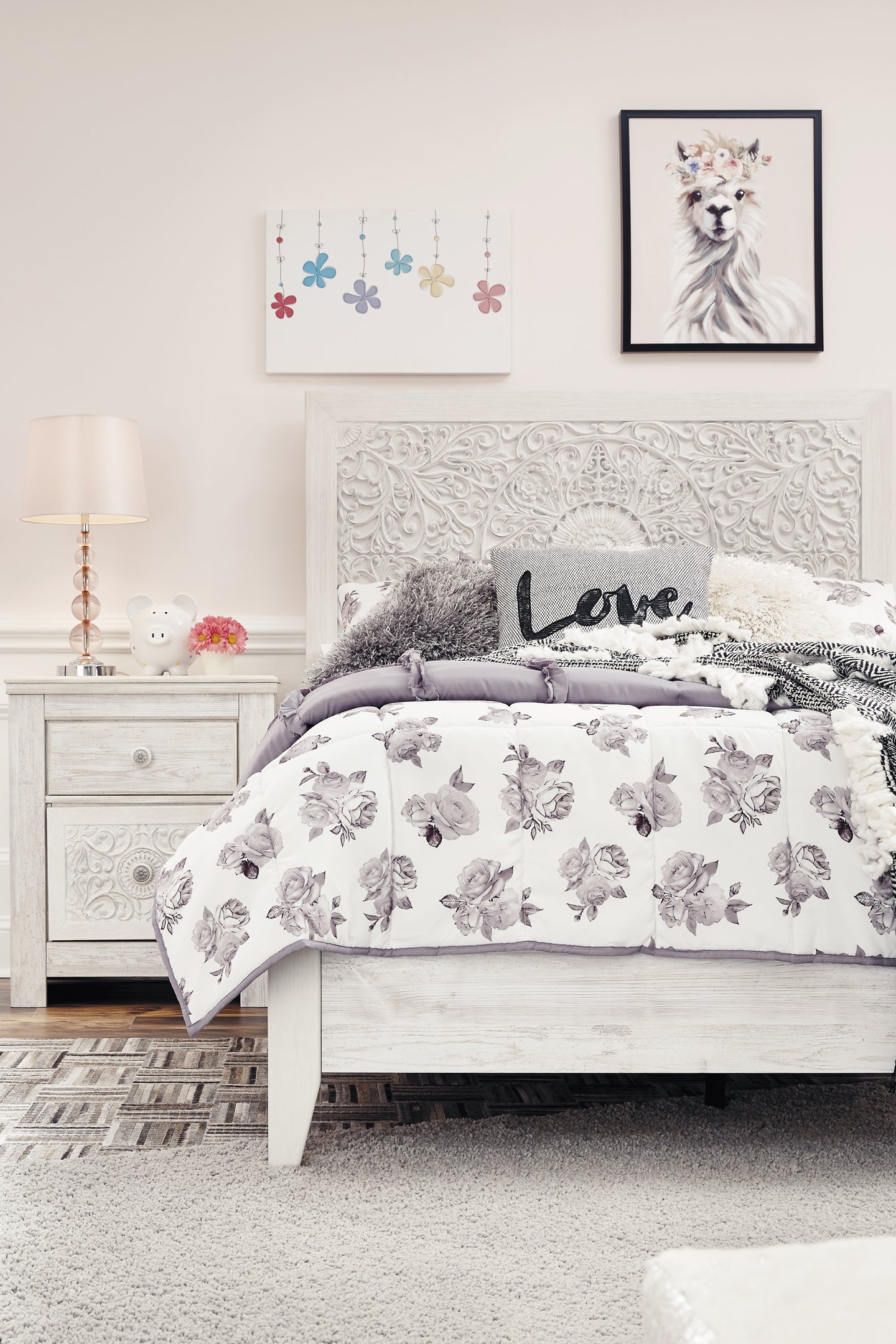 Paxberry  Panel Bed With Nightstand