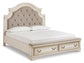 Realyn California  Upholstered Bed With Mirrored Dresser And Chest