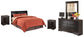 Huey Vineyard  Sleigh Headboard With Mirrored Dresser And 2 Nightstands