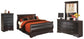 Huey Vineyard  Sleigh Bed With Mirrored Dresser And Chest