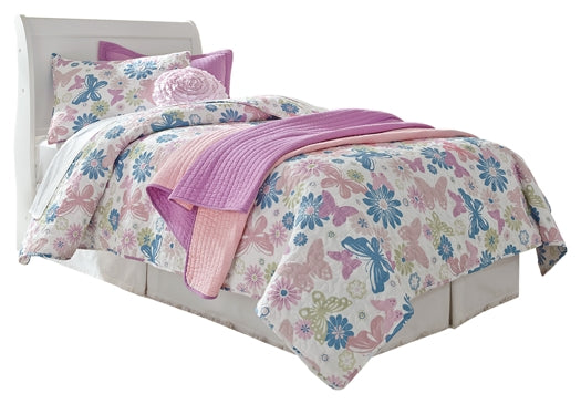 Anarasia  Sleigh Headboard With Mirrored Dresser, Chest And Nightstand