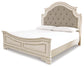 Realyn California  Upholstered Panel Bed With Mirrored Dresser And 2 Nightstands