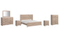 Senniberg  Panel Bed With Mirrored Dresser, Chest And 2 Nightstands