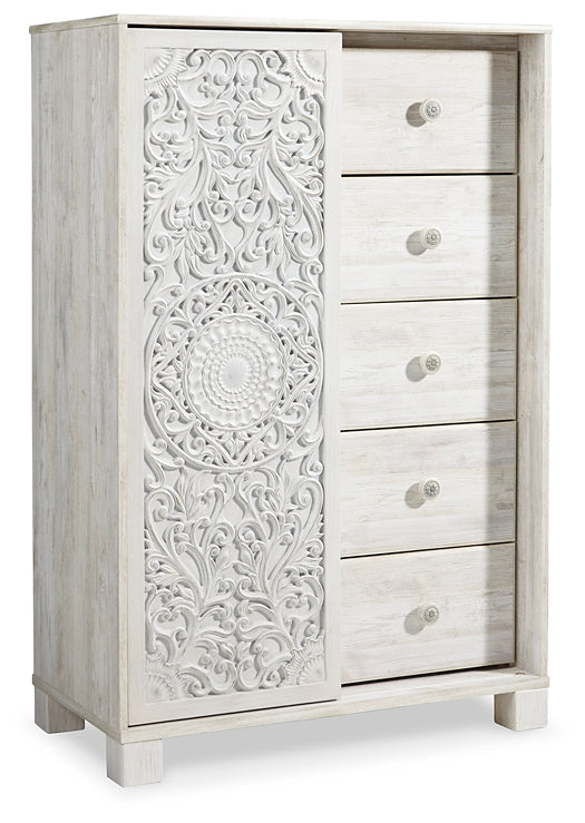 Paxberry  Panel Bed With Mirrored Dresser And Chest