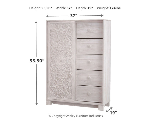 Paxberry  Panel Bed With Mirrored Dresser And Chest
