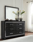 Kaydell  Upholstered Panel Bed With Mirrored Dresser