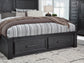 Foyland California  Panel Storage Bed With Mirrored Dresser And 2 Nightstands