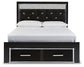 Kaydell  Upholstered Panel Storage Platform Bed With Mirrored Dresser And Chest