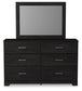 Belachime  Panel Bed With Mirrored Dresser