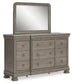 Lexorne California  Sleigh Bed With Mirrored Dresser