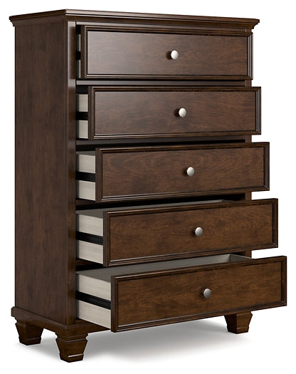 Danabrin  Panel Bed With Mirrored Dresser, Chest And Nightstand